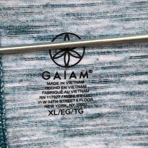 GAIAM XL Space Dye Hoodie Blue Green Funnel Neck Lightweight Yoga Top - Picture 5 of 7